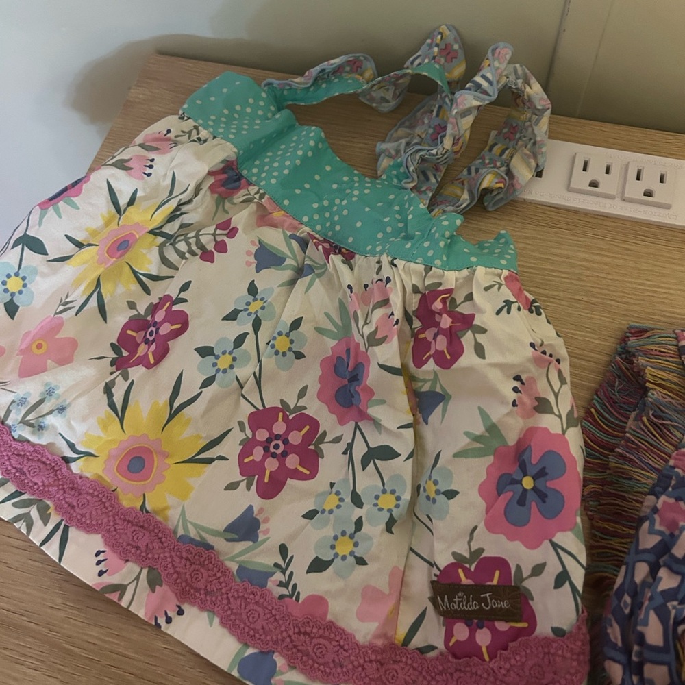 Matilda Jane Floral Kids tank with Pink and Blue